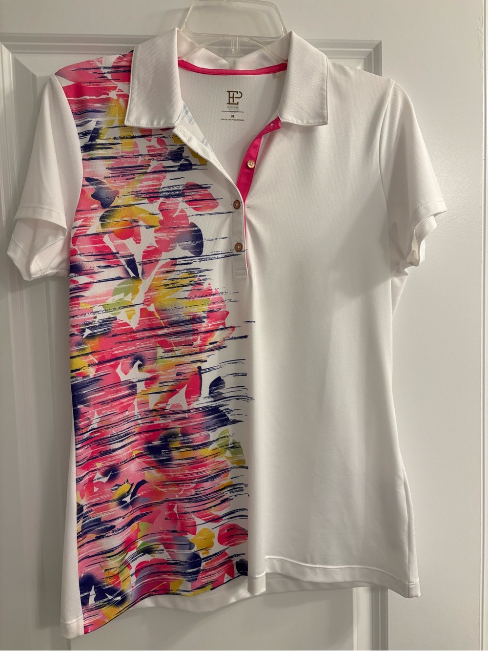 EP New York Women’s Golf Medium-  Polo with Pink, Yellow Floral Panel